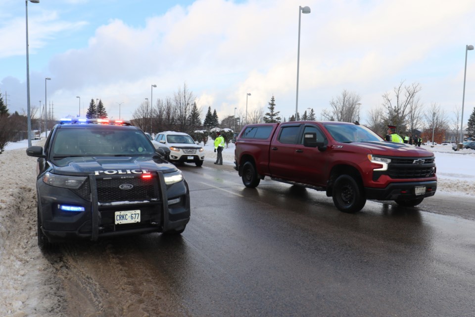 Members of the Anishinabek Police Service, Ontario Provincial
Police, Royal Canadian Mounted Police and Sault Ste. Marie Police Service kicked off this year's Festive Reduce Impaired Driving Everywhere (RIDE) campaign on Bay Street Thursday. Officers will be conducting random RIDE checks in the area from now until the new year.  