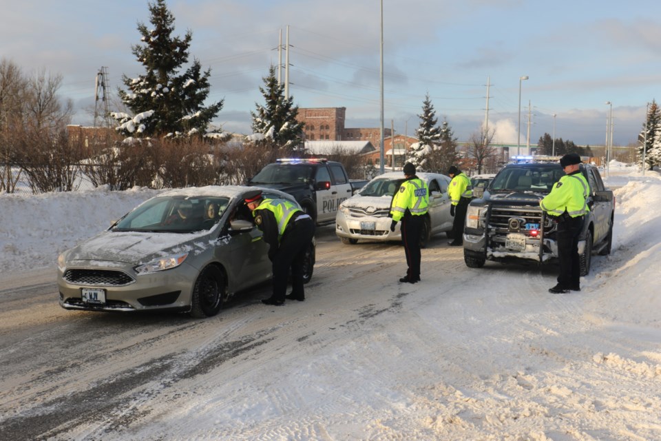 Members of Sault Ste. Marie Police Service and Anishinabek Police Service kicked off this year's Festive RIDE campaign Thursday. 