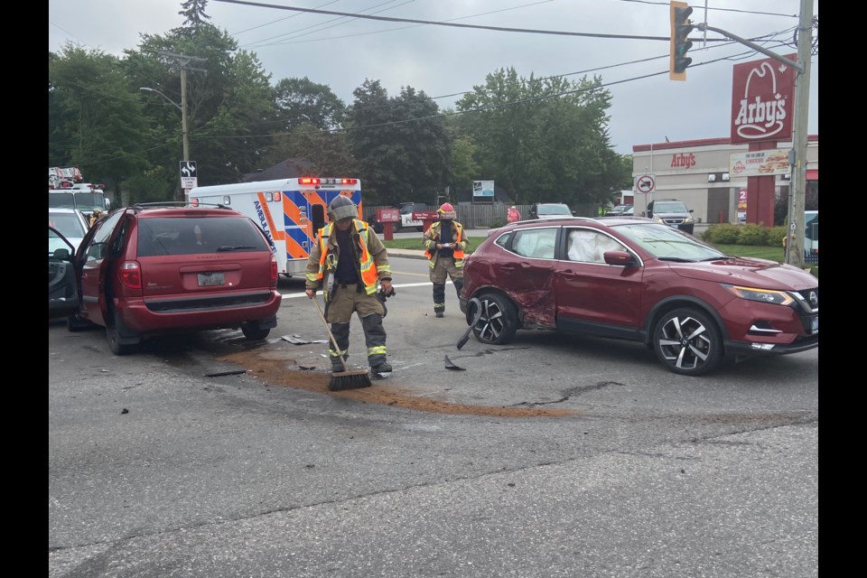 A late morning collision blocks part of the intersection of Northern Avenue and Gt. Northern Road. Kenneth Armstrong/SooToday