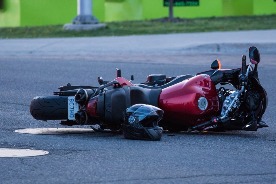 A collision involving a car and a  motorcycle occured at the intersection of Bay and Bruce Streets on Thursday, May 19, 2016. Donna Hopper/SooToday