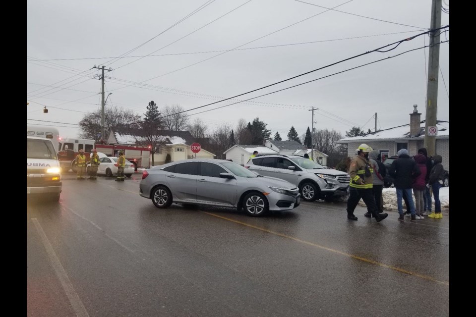 The scene of a collision at Lake Street and MacDonald Avenue on Wednesday, Dec. 23, 2020. James Hopkin/SooToday