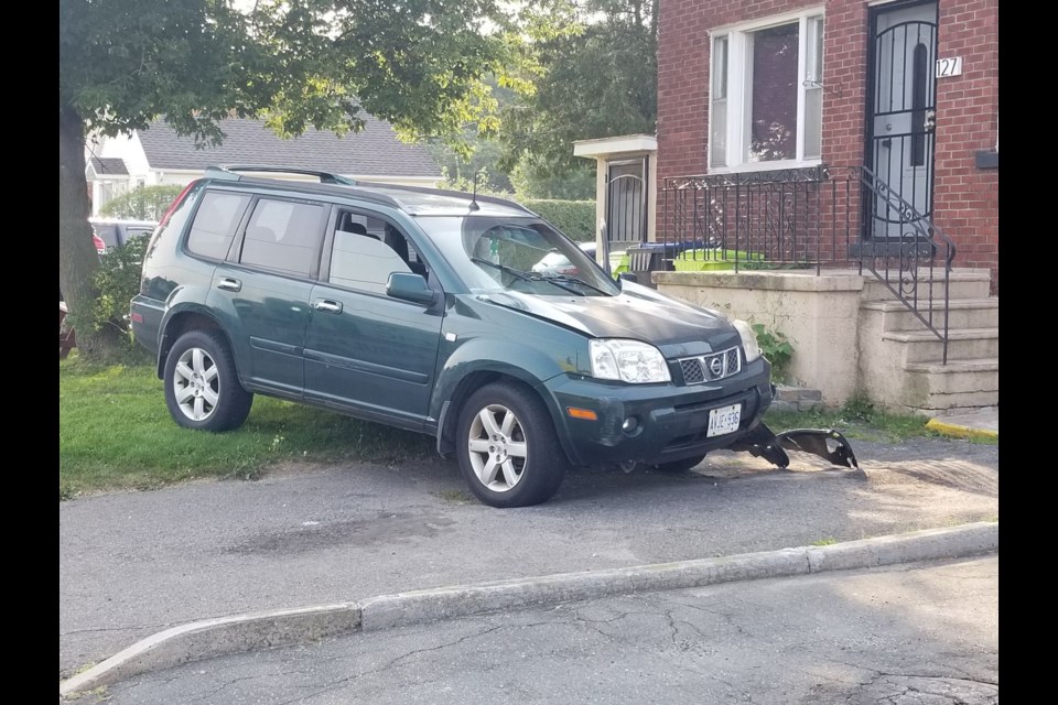 The scene of a collision at Henrietta Avenue and Moody Street on Thursday, Aug. 26, 2021