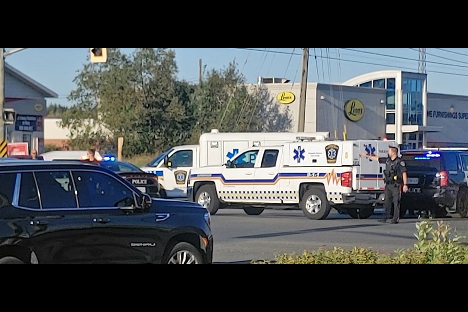 A crash involving a cyclist slowed traffic at the intersection of Great Northern Road and Second Line on Wednesday evening.