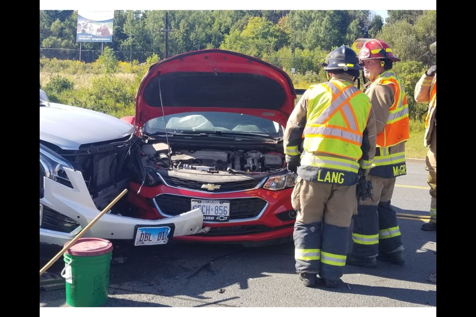 Police, fire, and EMS responded to a two-vehicle crash on Trunk Road late Thursday afternoon.