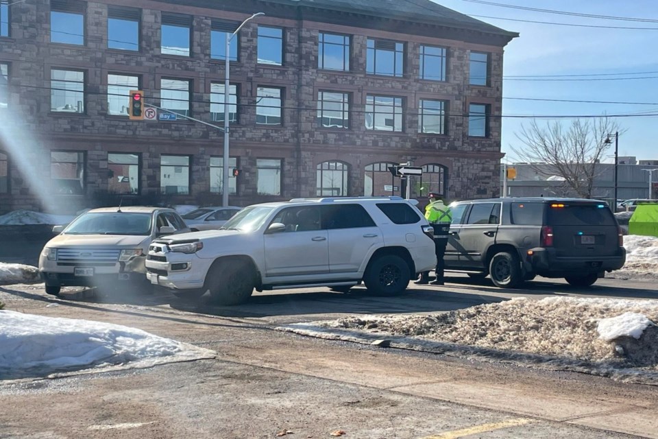 At least two vehicles were involved in a crash on Ron Francis Way near Bay Street on Thursday afternoon.