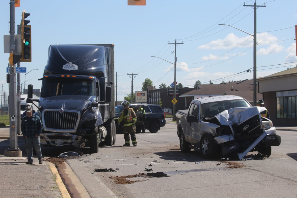 The scene of a collision on Trunk Road at Black Road on Thursday, June 2, 2022