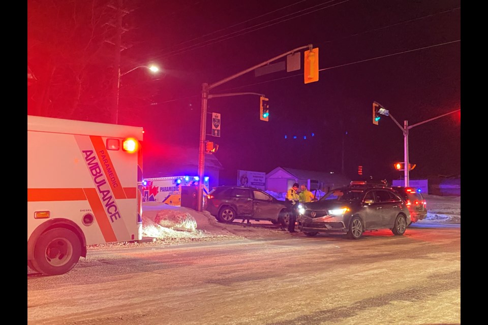 Scene of collision at Wellington Street East and Bruce Street on Wednesday, Feb. 1, 2023.