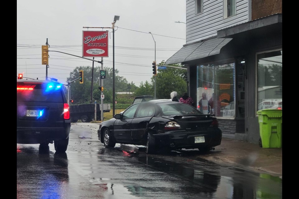 Police respond to a collision scene at Wellington Street West and Carmen's Way on Thursday, June 15, 2023