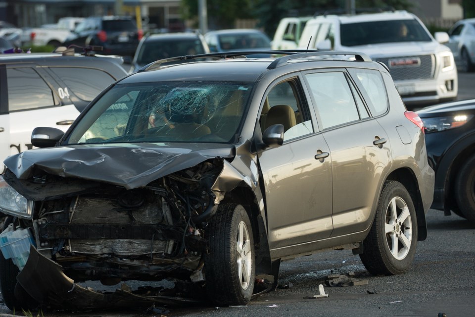 Police were on the scene of a collision this evening at Great Northern Road and Northern Avenue involving two vehicles