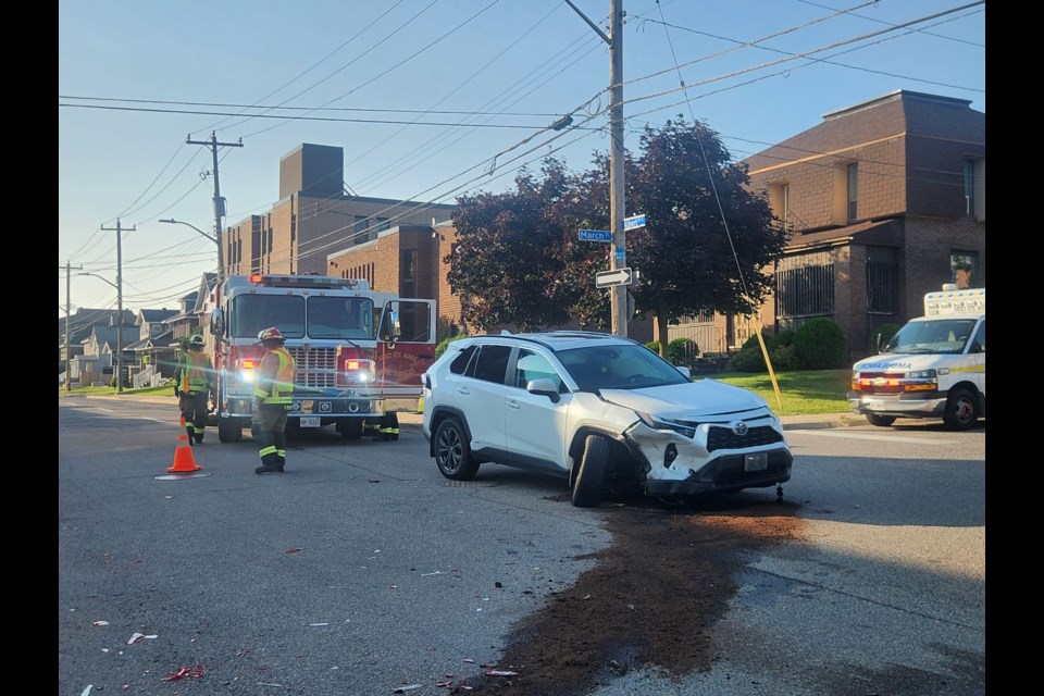 Emergency crews respond to a crash at March and Albert streets on Tuesday, July 16, 2024