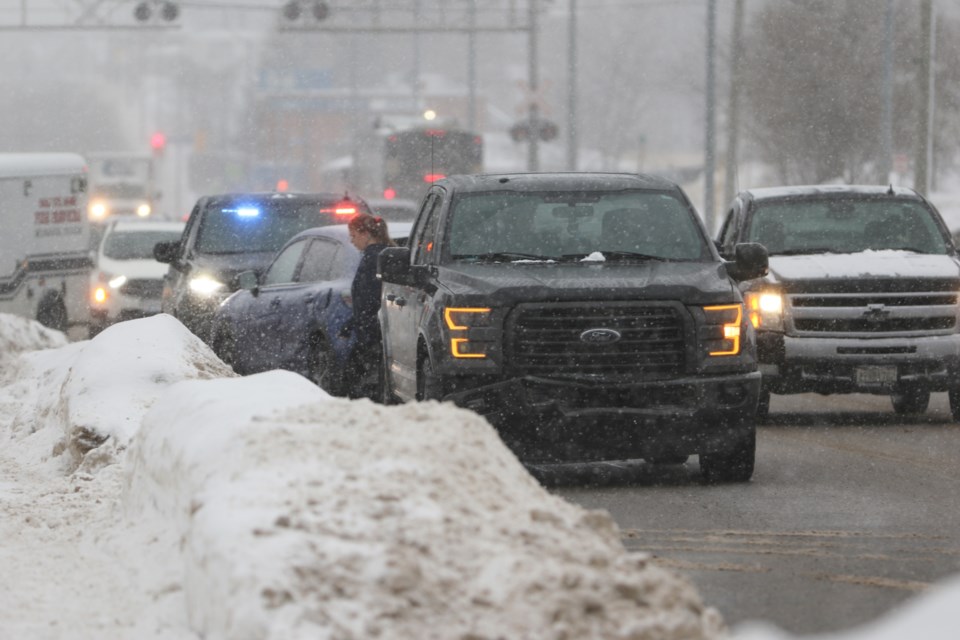 A collision involving two vehicles occurred at the intersection of Wellington St. E and Bruce St. shortly before 1:30 p.m. Friday. 