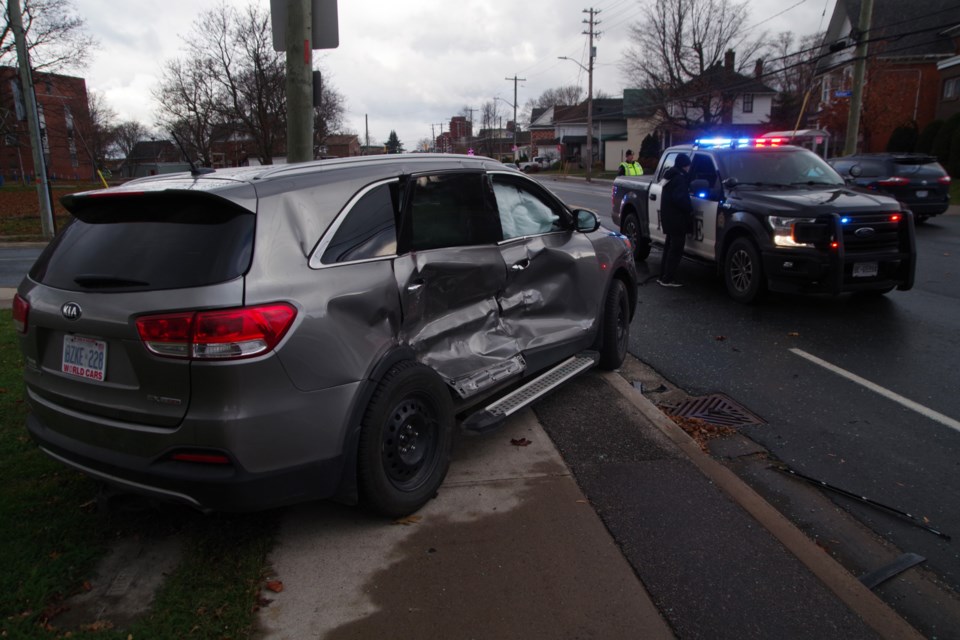 A two-vehicle collision slowed traffic on Queen shortly after 9 a.m.