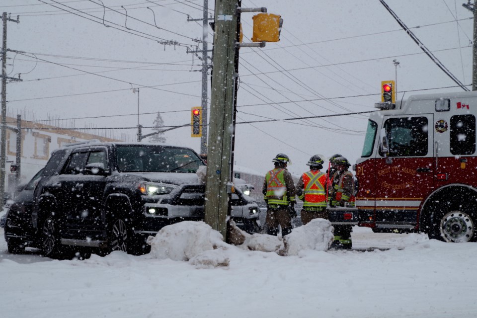 Police, fire and paramedics were on the scene of a collision at Great Northern Road and Northern Avenue this afternoon