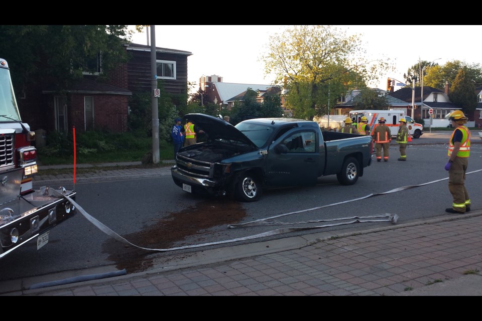 Reader submitted photo shows the scene of a early evening crash at the corner of Gloucester and Cathcart Streets. Photo by Donald Wilson