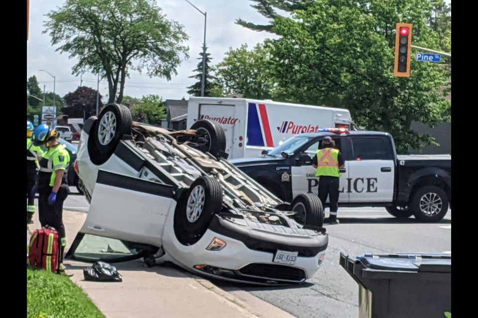 A motor-vehicle collision on June 30, 2021 closed Wellington St. E. in both directions.