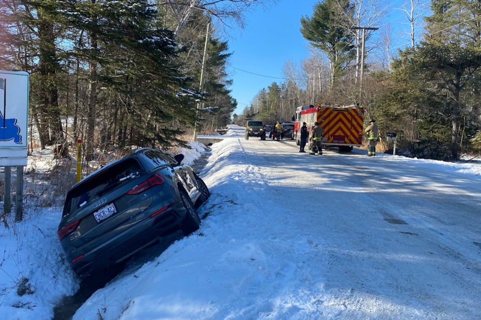 Vehicle found in ditch in the corner of Base Line and Gagnon Roads shortly after 12:15 p.m. today. 