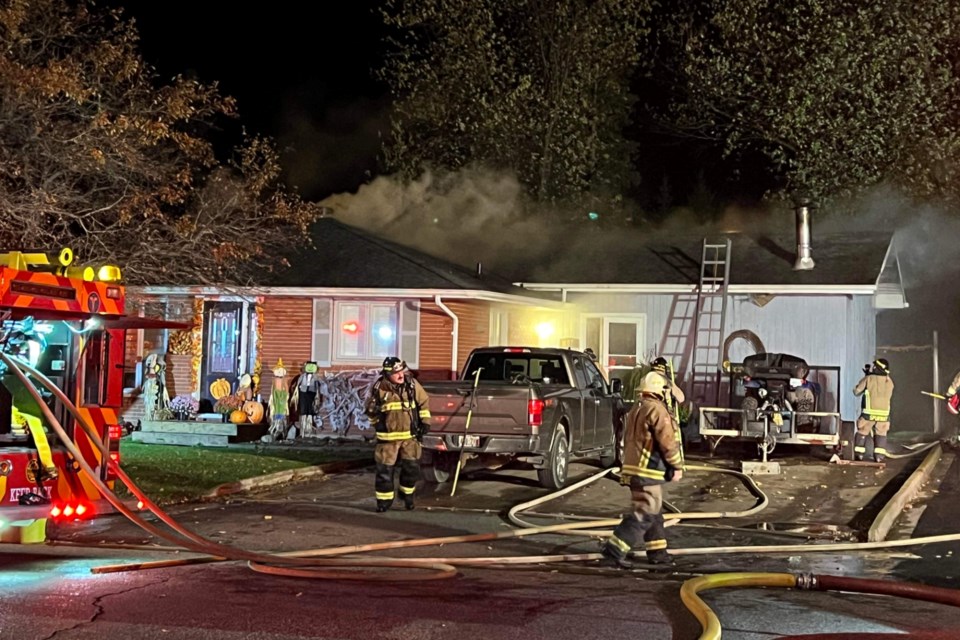 Sault Ste. Marie Fire Services responded to a house fire in the 100 block of Boundary Road just before 9 p.m. on Monday, Oct. 24, 2022.