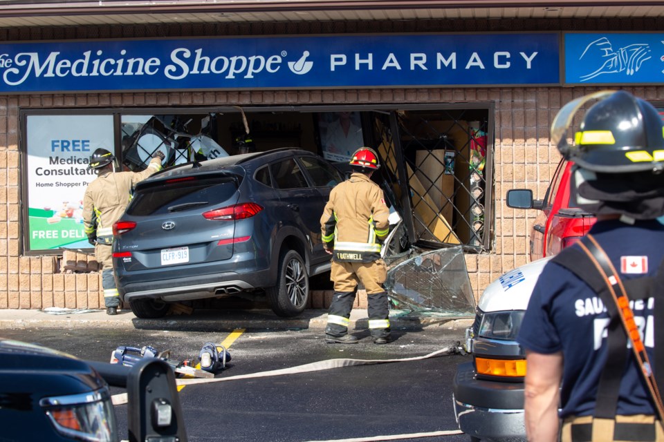 A small SUV crashed into The Medicine Shoppe pharmacy on this morning.