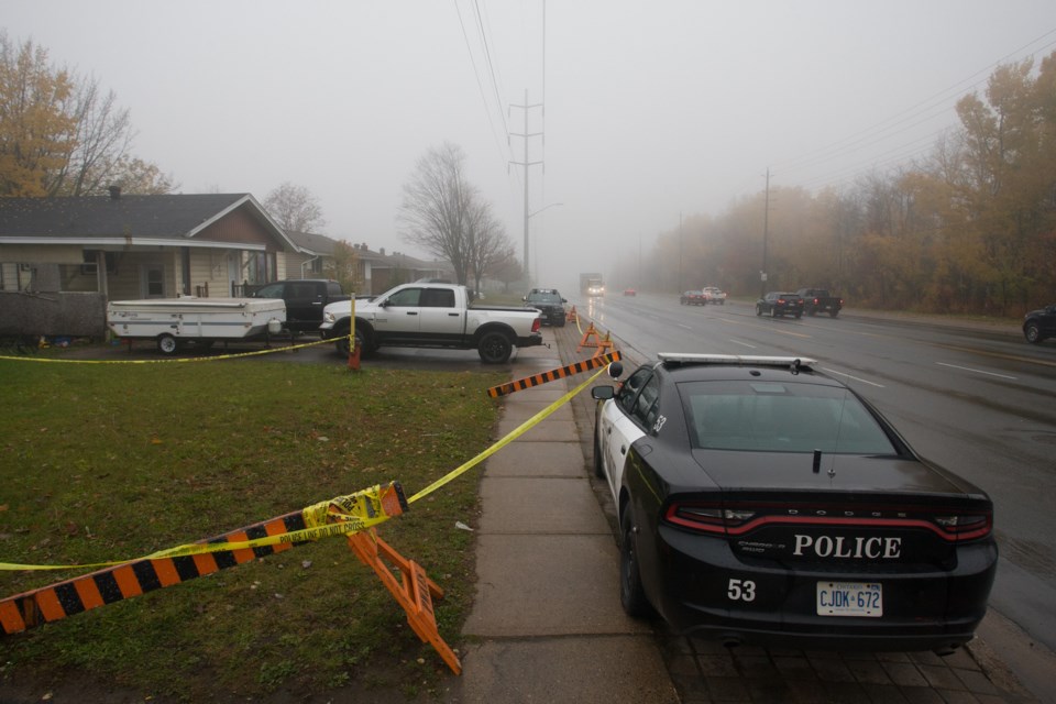 The scene of a fatal shooting that occurred on Second Line East on Monday, Oct. 23, 2023