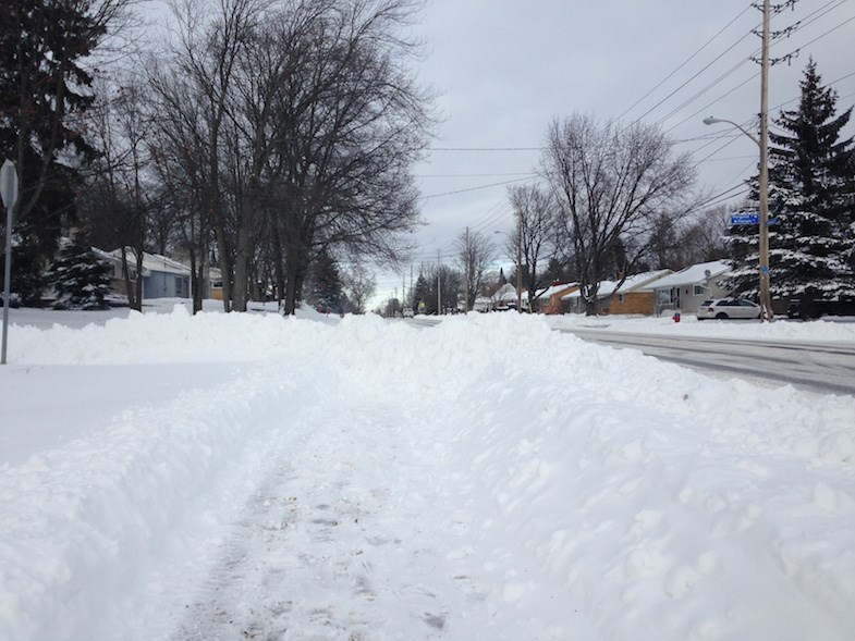 snowy widewalk Sault