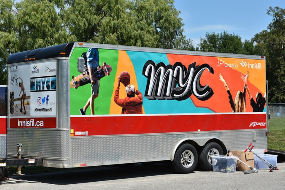 The Innisfil, Ont. Mobile Youth Centre is equipped with scooters, basketball nets, life-size board games and more