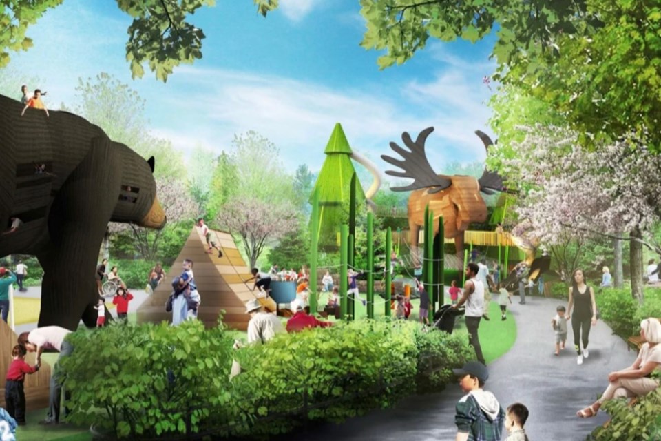 Conceptual rendering of proposed destination playground at Clergue Park.