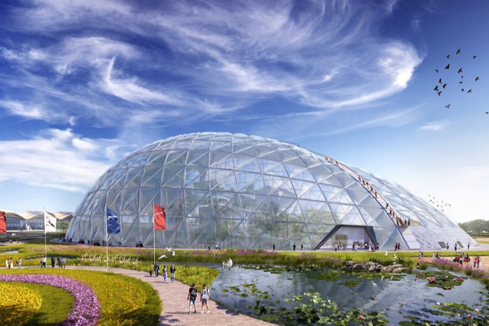 The city’s draft waterfront plan calls for biodomes like this to showcase plant species from around the world