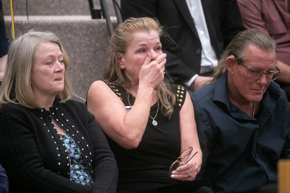 SOYA founder Connie Raynor-Elliot is overcome with emotion as a $40,000 donation is announced by the 100 Guys Who Care of Sault Ste. Marie during a Medal of Merit ceremony held Monday at the Ronald A. Irwin Civic Centre.