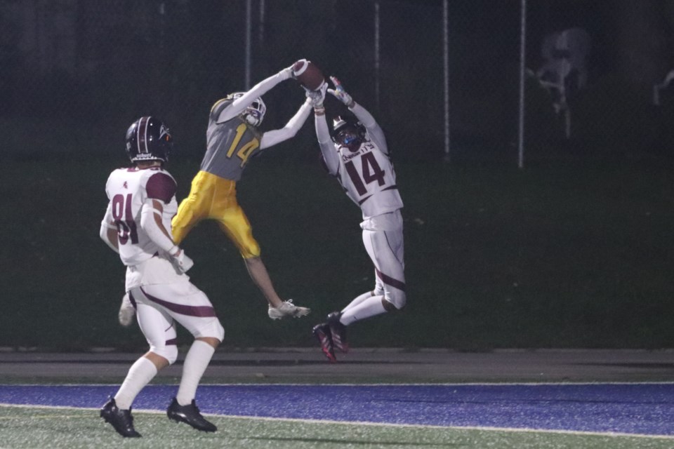 High school football action between the St. Mary's Knights and Korah Colts on Sept. 16, 2022 at Superior Heights.