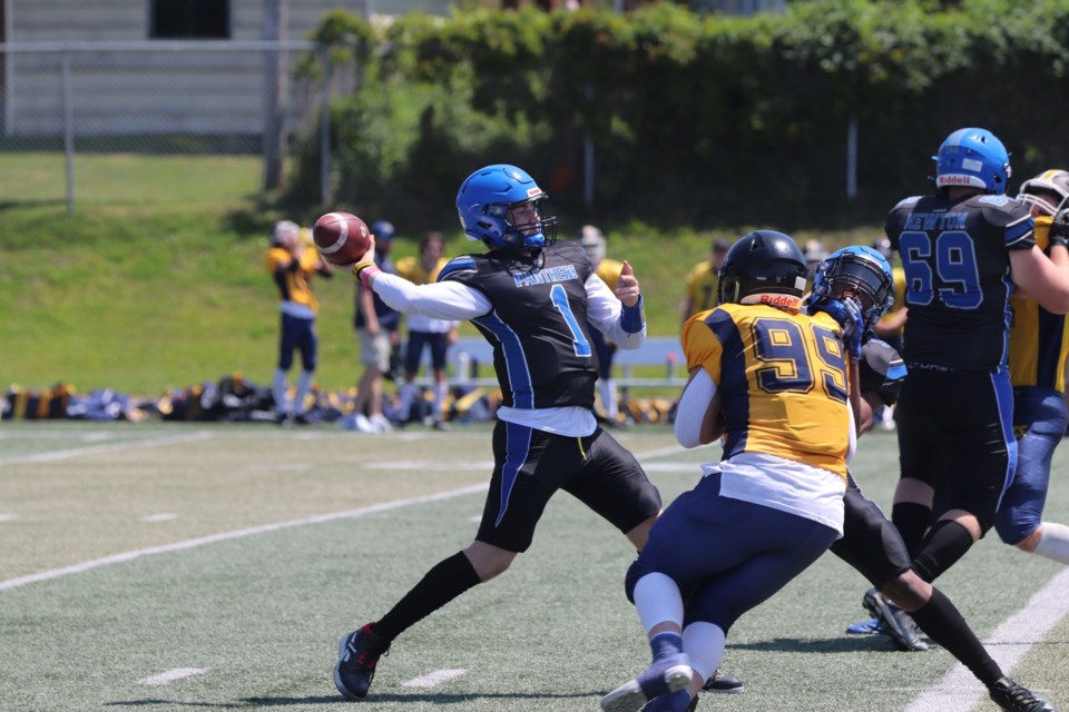 OSFL action between the Sault Sabercats junior varsity team and Cumberland Panthers at Superior Heights on July 9, 2022.