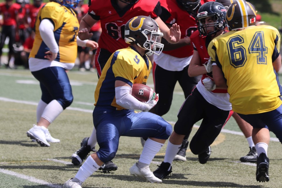 OSFL U16 playoff action between the Sault Sabercats and Brantford Bisons on July 30, 2022.