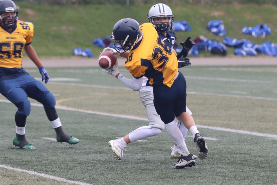 OSFL junior varsity action between the Sault Sabercats and Sudbury Spartans at Superior Heights on June 10, 2023.