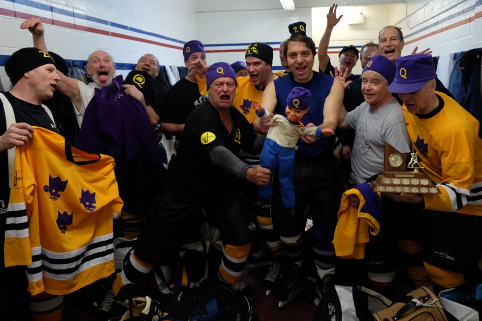 Peterborough's Kawartha Quakers with their team Mascot 'Tommy'. The team, made up of MNRF workers, participated in the MNRF provincial hockey tournament in Sault Ste. Marie last week. Photo by Jeff Klassen for SooToday