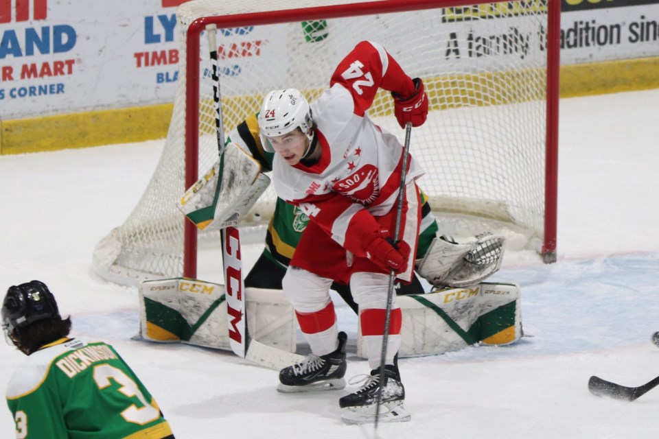 OHL action between the Soo Greyhounds and London Knights at the GFL Memorial Gardens on Nov. 20, 2022.