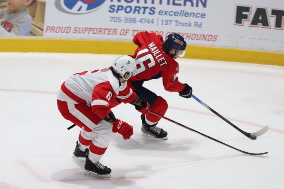 OHL action between the Soo Greyhounds and Windsor Spitfires at the GFL Memorial Gardens on Nov. 5, 2023.