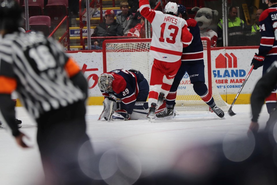 OHL action between the Soo Greyhounds and Saginaw Spirit at the GFL Memorial Gardens on Dec. 1, 2023.