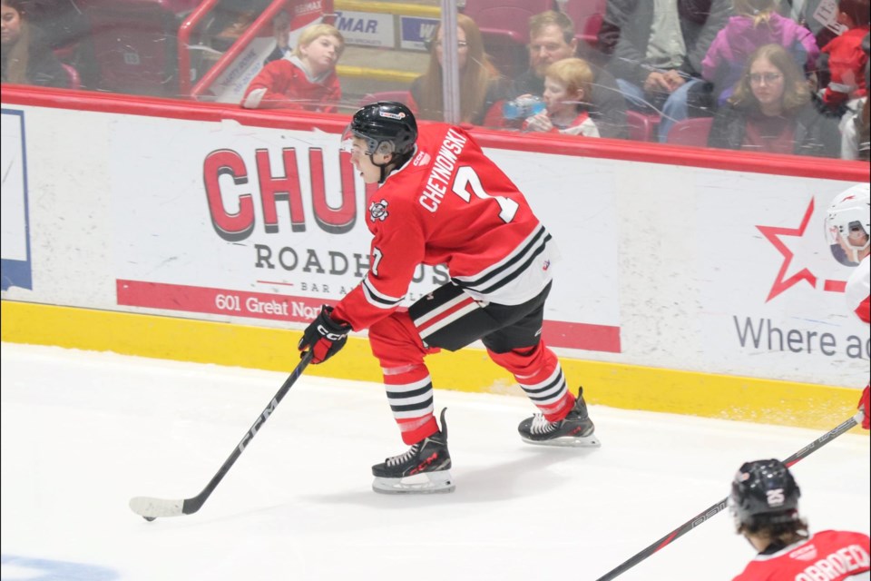 OHL action between the Soo Greyhounds and Niagara IceDogs at the GFL Memorial  Gardens on Dec. 13, 2024.