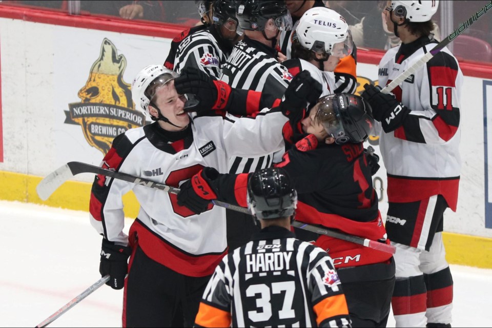 OHL action between the Soo Greyhounds and Ottawa 67's at the GFL Memorial Gardens on Oct. 25, 2024