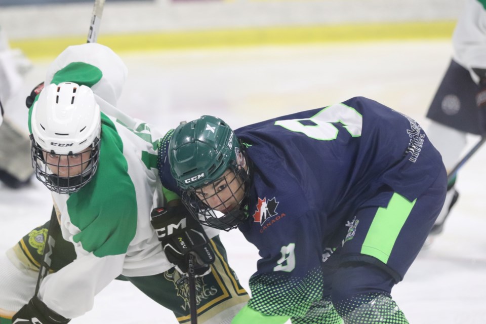 NOJHL exhibition action between the Espanola Paper Kings and Elliot Lake Vikings at the John Rhodes Community Centre on Aug. 31, 2024.