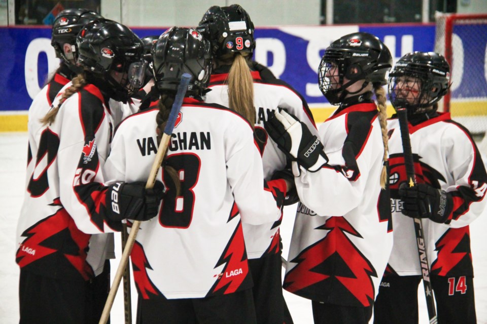 The Sault Ice Hawks U14 squad beat the Etobicoke Stingers 6-2 in their first game of the 2025 Ringette Ontario Provincial A Championships held at the Northern Community Centre, March 13, 2025.