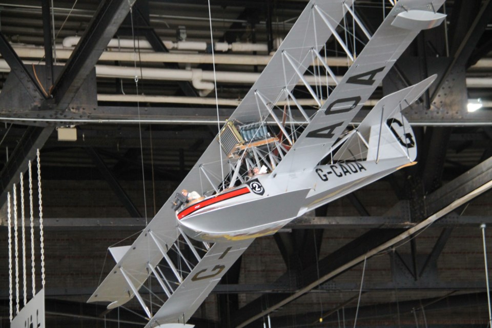 A new quarter-scale model of the famous Curtiss HS-2L flying boat - a part of Canadian aviation history - hangs from the Canadian Bushplane Heritage Centre’s ceiling, June 13, 2024.