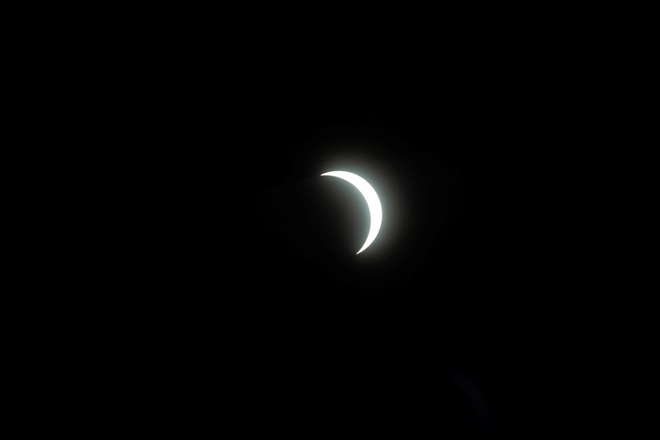 The April 8, 2024 partial solar eclipse seen in Sault Ste. Marie. The city was not in the path of a total eclipse but watchers did experience about 86 percent coverage.