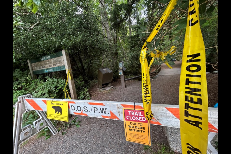 Coho Park on Sunday morning as conservation officers searched for the bear. 