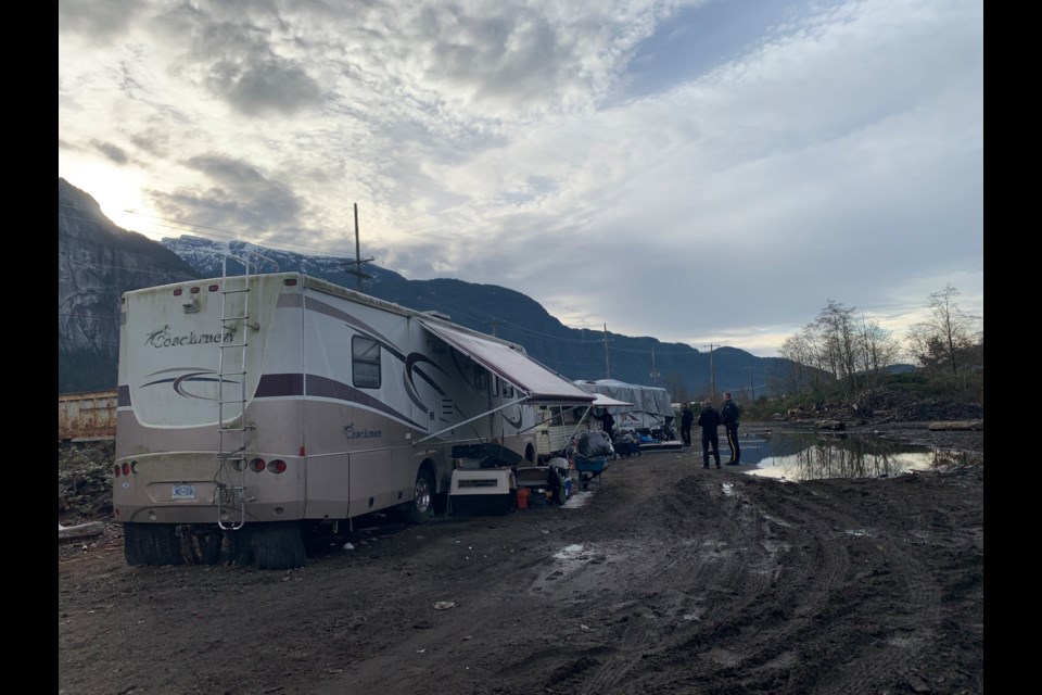 RVs parked at a District-owned lot downtown. 