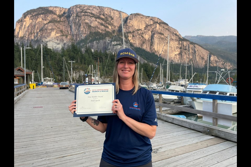 On Thursday, Aug. 25, Heidi Specht was presented with the New Member of the Year award from the Royal Canadian Marine Search and Rescue (RCM-SAR). The award honours an outstanding member of RCM-SAR who has spent three years or fewer with the organization. 