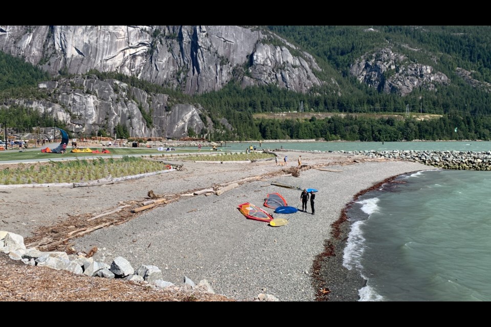 The  watersports beach at Sp'akw'us Feather Park.