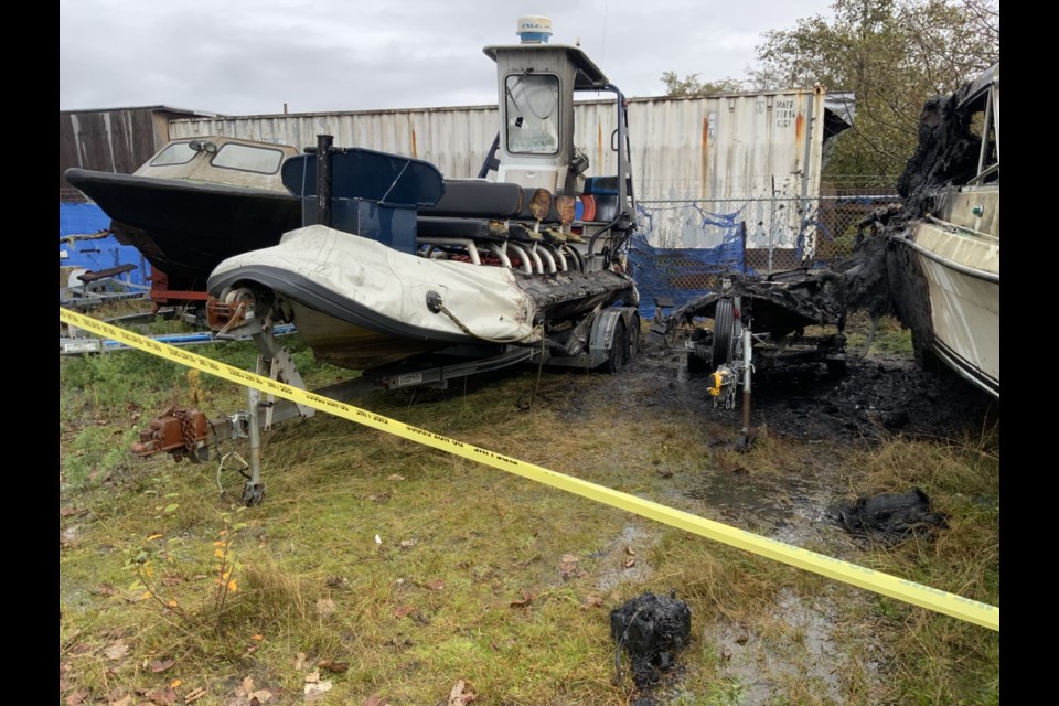 Three boats were burned in the incident, which is under investigation.