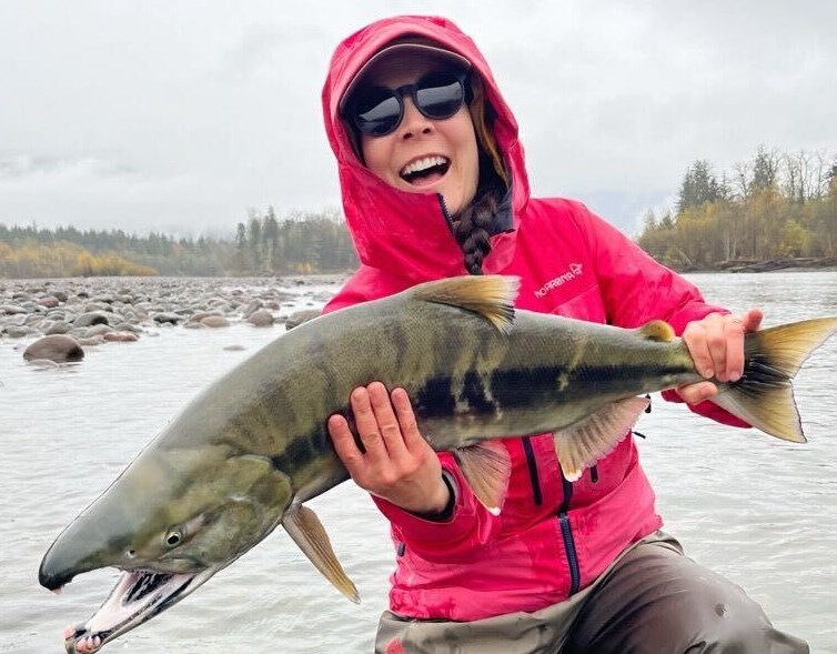 Jordan Jacobson catching her first chum. 