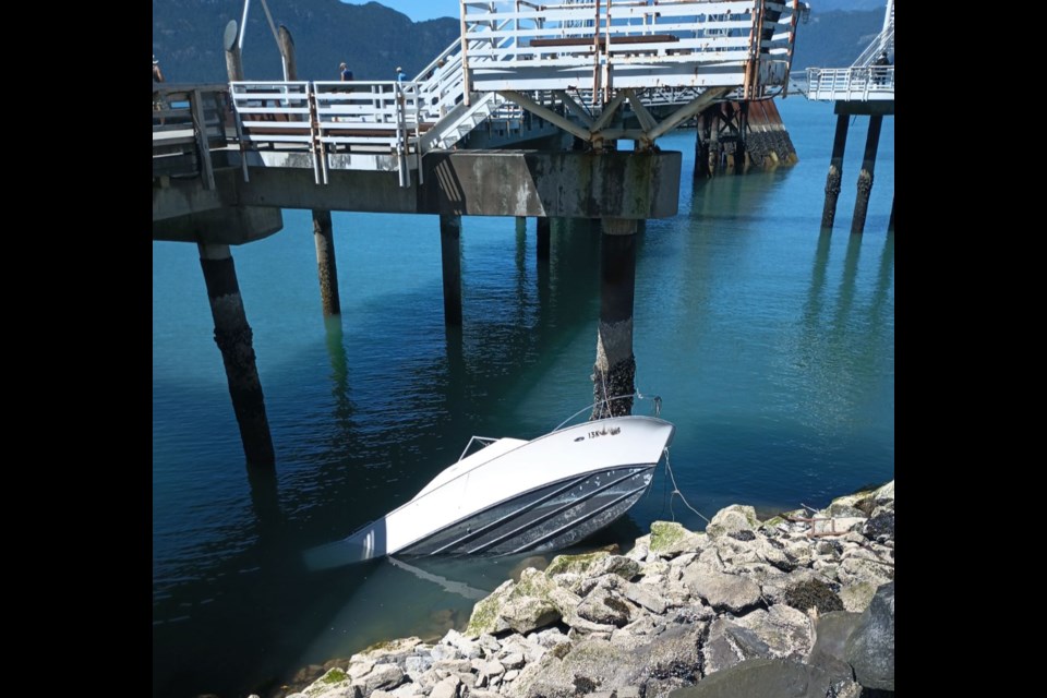 The abandoned boat as seen on July 4, 2024 in Porteau Cove Provincial Park.