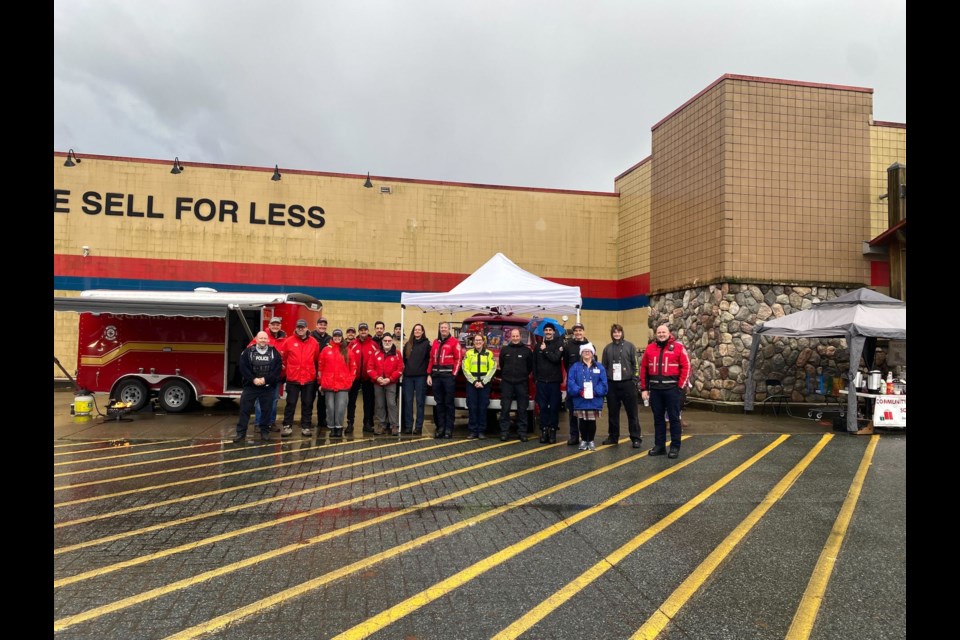 Local first responder organizations  taking part in the 2024 Cram the Cruiser event at the Squamish Walmart. The group will be at the parking lot until 5 p.m. accepting donations.